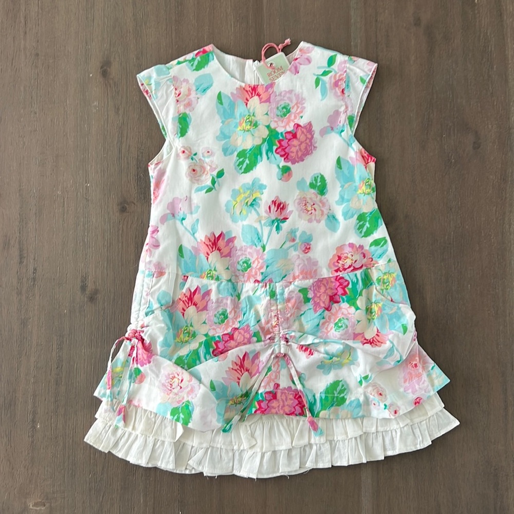 New Girls Room Seven English Floral Dress with Drawstring Skirt
